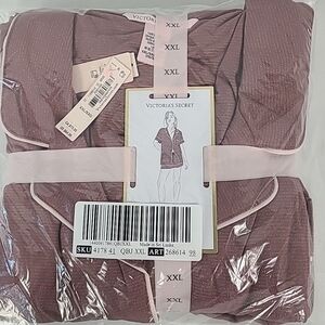 NWT Victoria’s Secret MODAL SHORT PJ SET Pink Gold Stripes Size XXL MSRP $65